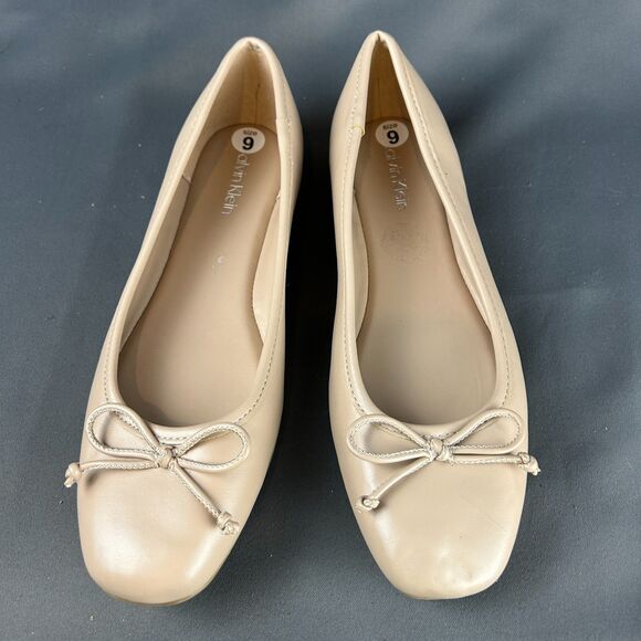 Calvin Klein Nude Beige Ballet Flats Bow Accent Size 9 NEW - Picture 3 of 14